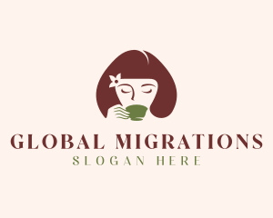 Cafe Coffee Tea Woman logo design