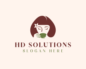 Cafe Coffee Tea Woman logo design