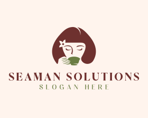 Cafe Coffee Tea Woman logo design