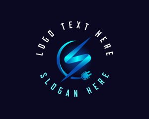 Technician - Lightning Bolt Plug logo design