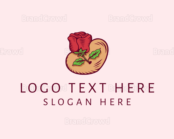 Valentine Heart Rose Logo