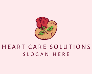 Valentine Heart Rose  logo design