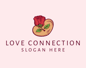 Courtship - Valentine Heart Rose logo design