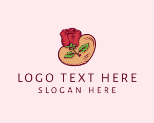 Online Relationship - Valentine Heart Rose logo design