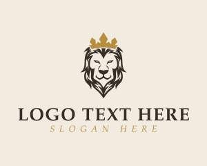 Hunting - Crown Lion Head logo design