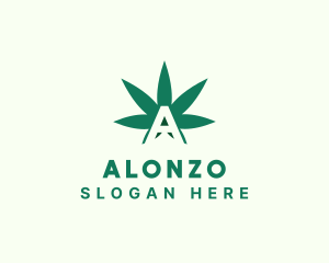 Green Cannabis Letter A logo design