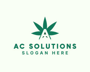 Green Cannabis Letter A logo design