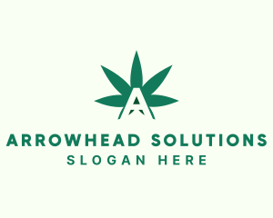 Green Cannabis Letter A logo design