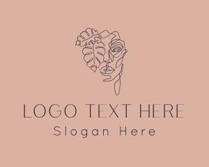 Skincare - Woman Face Leaves logo design