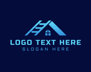 Roofing - Blue House Ladder logo design