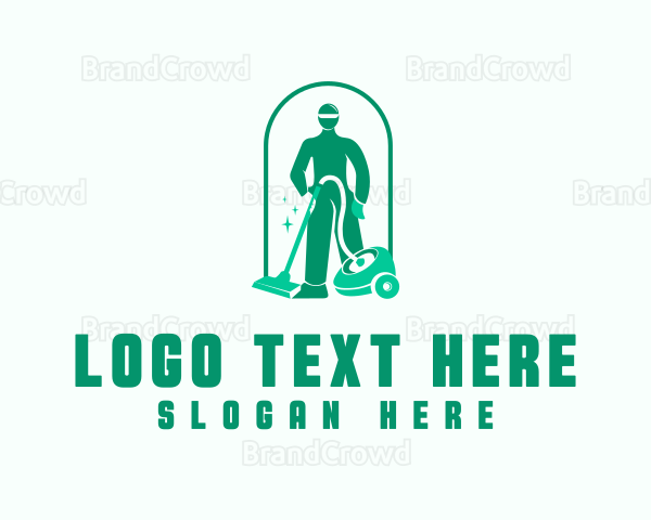 Vacuum Cleaning Janitor Logo