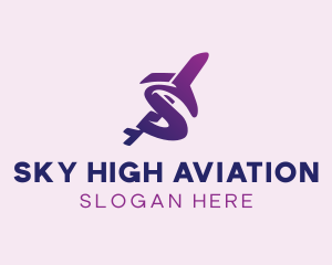 Airplane Aviation Letter S logo design