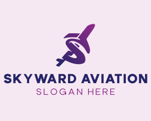 Airplane Aviation Letter S logo design