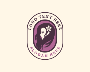 Emblem - Flower Hair Woman logo design