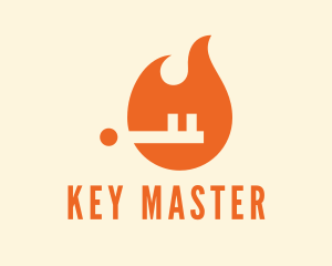 Unlock - Fire Key Security logo design