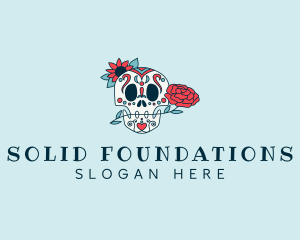 Floral Calavera Skull  Logo