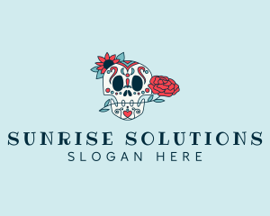 Floral Calavera Skull  logo design