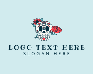 Floral Calavera Skull  Logo