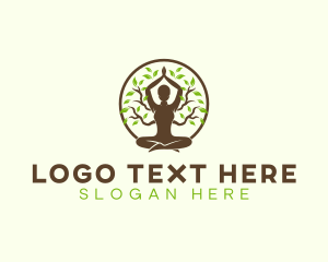 Stretching - Tree Yoga Meditation logo design