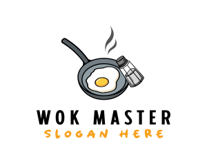 Wok - Egg Pan Cooking logo design