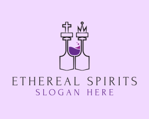 Spirits - Wine Glass Chess logo design