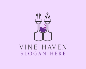 Wine Glass Chess logo design