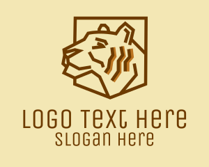 Lioness - Brown Tiger Shield logo design