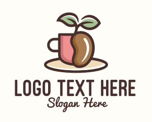 Cup And Saucer - Coffee Bean Plant logo design