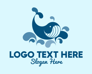 Toy Shop - Swimming Blue Whale logo design