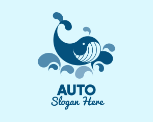 Swimming Blue Whale  Logo