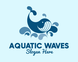 Swimming - Swimming Blue Whale logo design
