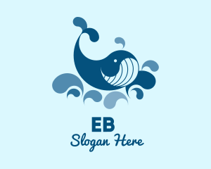 Fish - Swimming Blue Whale logo design