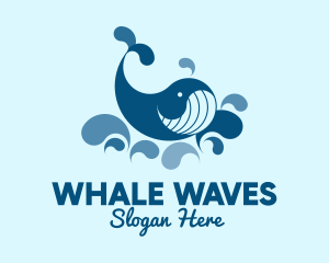 Swimming Blue Whale  logo design