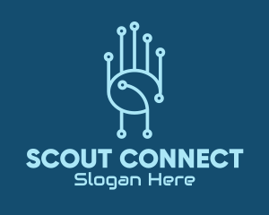 Blue Circuit Hand logo design