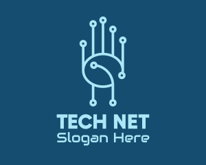 Net - Blue Circuit Hand logo design