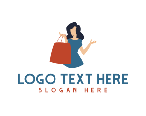 Shop - Happy Woman Shopping logo design