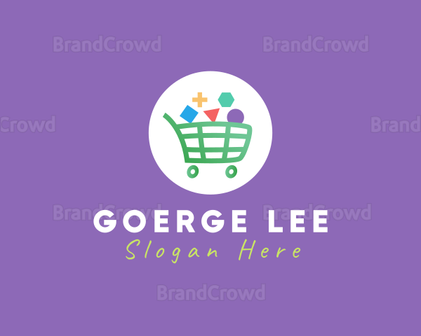 Geometric Grocery Cart Logo