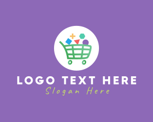 Supermarket - Geometric Shopping Cart logo design