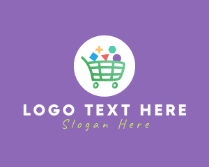 Grocery App - Geometric Grocery Cart logo design