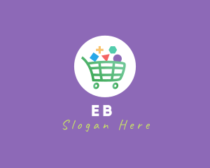 Geometric Grocery Cart Logo