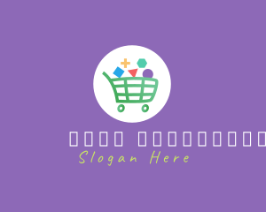 Online Shopping - Geometric Grocery Cart logo design