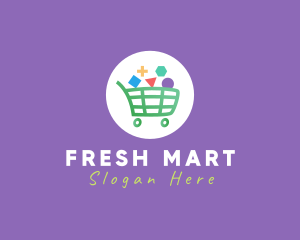 Supermarket - Geometric Grocery Cart logo design