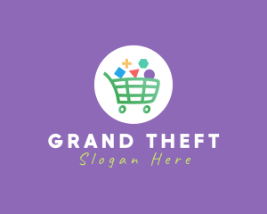 Geometric Grocery Cart logo design