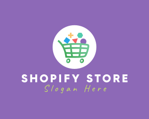 Ecommerce - Geometric Grocery Cart logo design