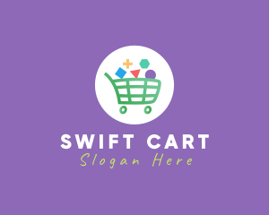 Cart - Geometric Grocery Cart logo design