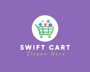 Geometric Grocery Cart logo design