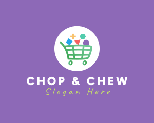 Geometric Grocery Cart logo design