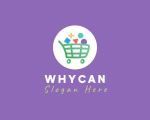 Online Shop - Geometric Grocery Cart logo design
