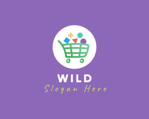 Shopping - Geometric Grocery Cart logo design