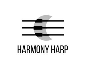 Harp - Moon Piano & Strings logo design